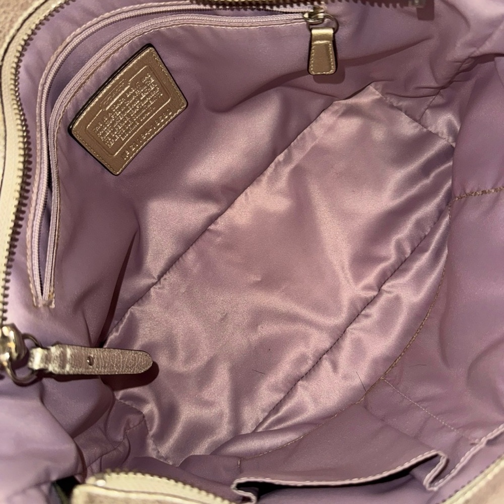 Coach Metallic Platinum Leather East West Chelsea Tote - Picture 8 of 8
